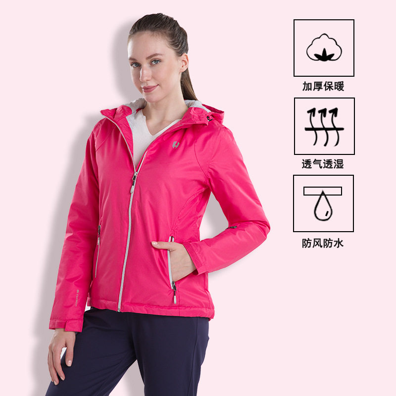 成人防风防水滑雪外套女款纯色上衣加厚保暖滑雪服冲锋衣女