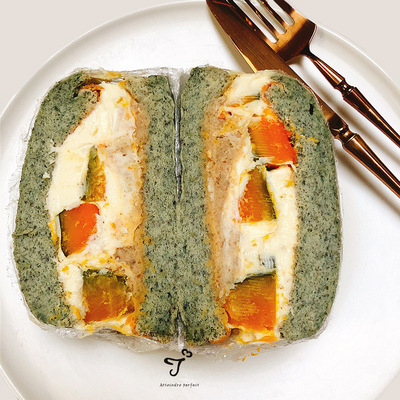 只用秋天黑米蛋糕三明治kiri南瓜