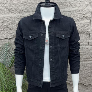 夹克简约痞帅精神小伙上衣 翻领复古男士 春秋牛仔衣外套男新款 韩版