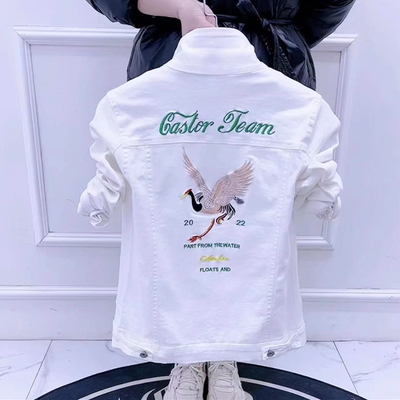 春秋外套男韩版刺绣仙鹤潮牌修身