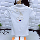 短袖 百搭网红半袖 男时尚 翻领t恤韩版 上衣 字母男士 刺绣潮牌polo衫