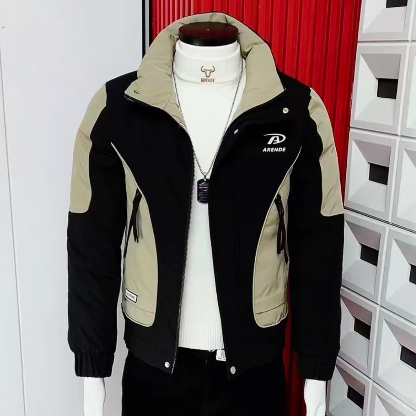 拼色棉服外套男冬季潮流个性痞帅高级感韩版男士棉衣立领保暖棉袄