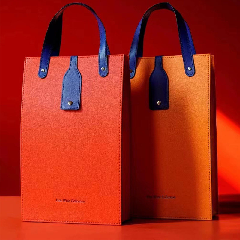 整箱24套包邮瓶安如意双支装手提红酒皮袋高档礼品盒包装袋盒大号