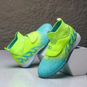 2025新款 高帮魔术贴小学生碎钉TF男女比赛草地透气训练 儿童足球鞋