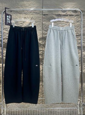 官网正品ALO秋冬直筒加绒卫裤男女系绳纯棉百搭刺绣logo长裤情侣