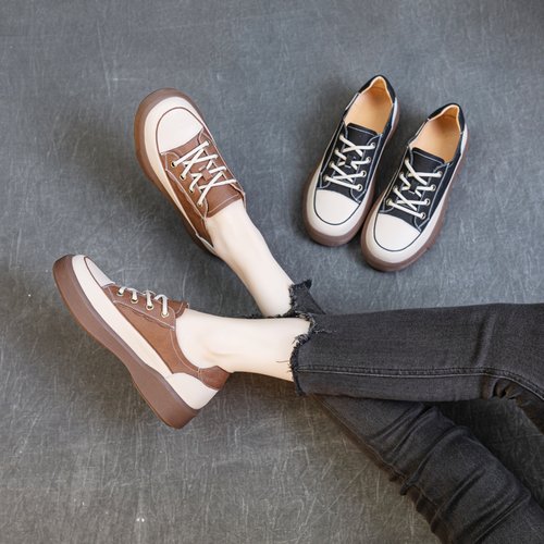 百丽夏真皮软底大码女休闲鞋