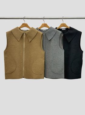 韩国东大门2025冬新品Neutra 时尚百搭纯色拉链毛绒背心马甲女