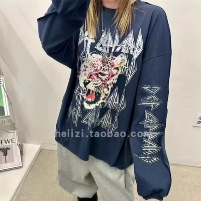 韩国东大门2025秋季新品hertz潮流个性日常百搭印花宽松长袖上衣