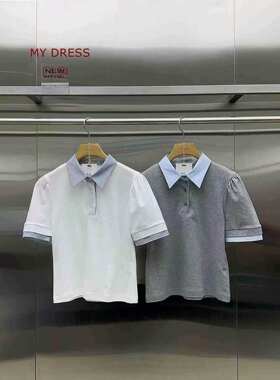 韩国东大门2026夏季新款 MYDRESS 时尚百搭翻领半扣短袖T恤