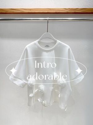 韩国东大门2026春季新款INTRO 时尚百搭立体花朵短袖T恤