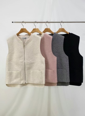 韩国东大门代购2025新品Neutra 棒球领毛绒马夹背心