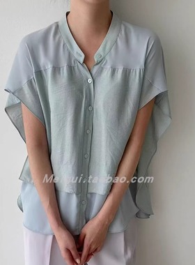 韩国东大门2025秋季新品Neutra设计感优雅气质蝙蝠袖宽松时尚衬衫