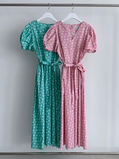 LOUNGE棉泡泡袖 系带连衣裙女长123 2026夏新STYLE 韩国东大门代购