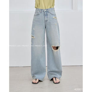 S做旧口袋破口显瘦牛仔裤 PROJECT 26801 新款 韩国东大门2026春季