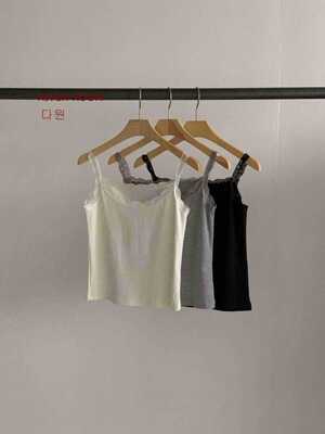 韩国东大门2026春新品RIVEROOM时尚百搭纯色蕾丝逼吊带背心女