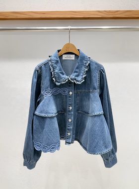 韩国东大门正品2026春新款INTRO时尚百搭设计牛仔甜美系扣衬衫