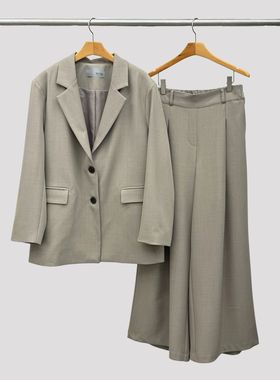 韩国东大门2026春新Neutra时尚纯色翻领单排扣西装外套+阔腿裤套