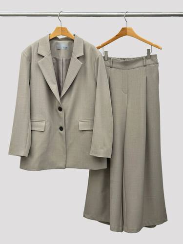 韩国东大门2026春新Neutra时尚纯色翻领单排扣西装外套+阔腿裤套
