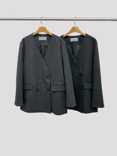 韩国东大门2026春新Neutra时尚百搭纯色深v领西装松紧腰休闲裤女