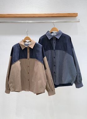 韩国东大门2026春新品INTRO时尚百搭纯色翻领条纹衬衫女