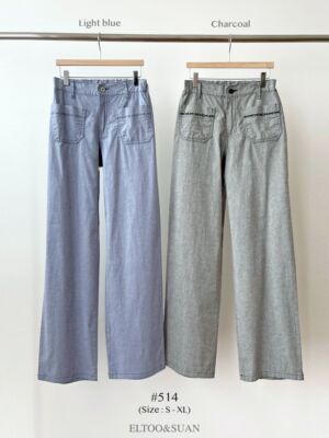 韩国东大门代购2026春ELTOO SUAN松紧腰直筒休闲裤女514