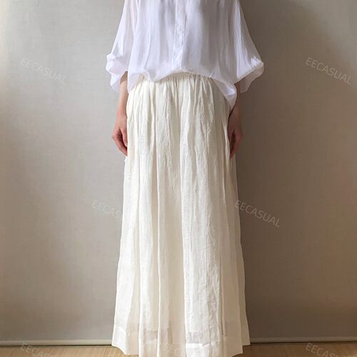 suzukitakayuki亚麻多褶皱裙裤