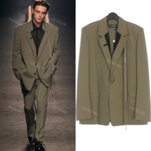 新品 ANN DEMEULEMEESTER 24SS秀款 卡其色舒适剪裁西装外套
