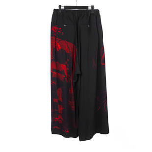 山本耀司 Yohji Yamamoto红黑印花不对称裤腿裙裤 19SS