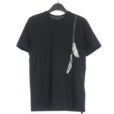 新品 ANN DEMEULEMEESTER 黑色羽毛短袖t恤上衣 23AW BAPTIST