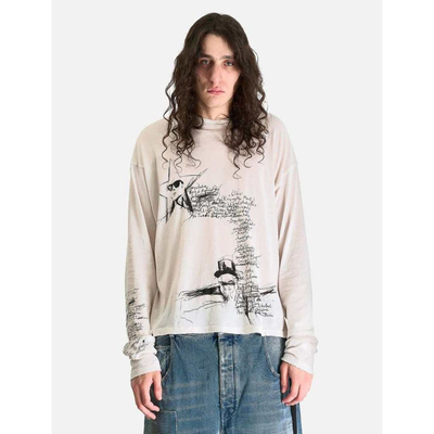 Ann Demeulemeester 25SS 手稿涂鸦长袖t恤长袖衫Sketchbook Boxy