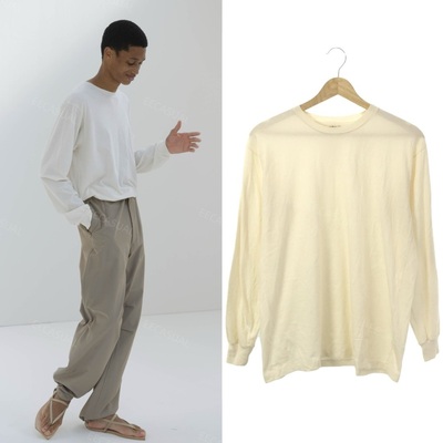 AURALEE 白色棉羊绒混纺长袖针织衫上衣 日本制