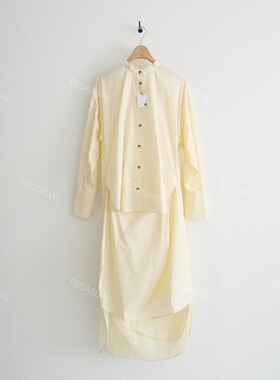 国内现货 新品 ENFOLD 奶油色不规则裙摆衬衫连衣裙21SS