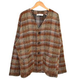 日本中古正品 OUR LEGACY 拼色格纹马海毛开衫毛衣外套 棕色 48码