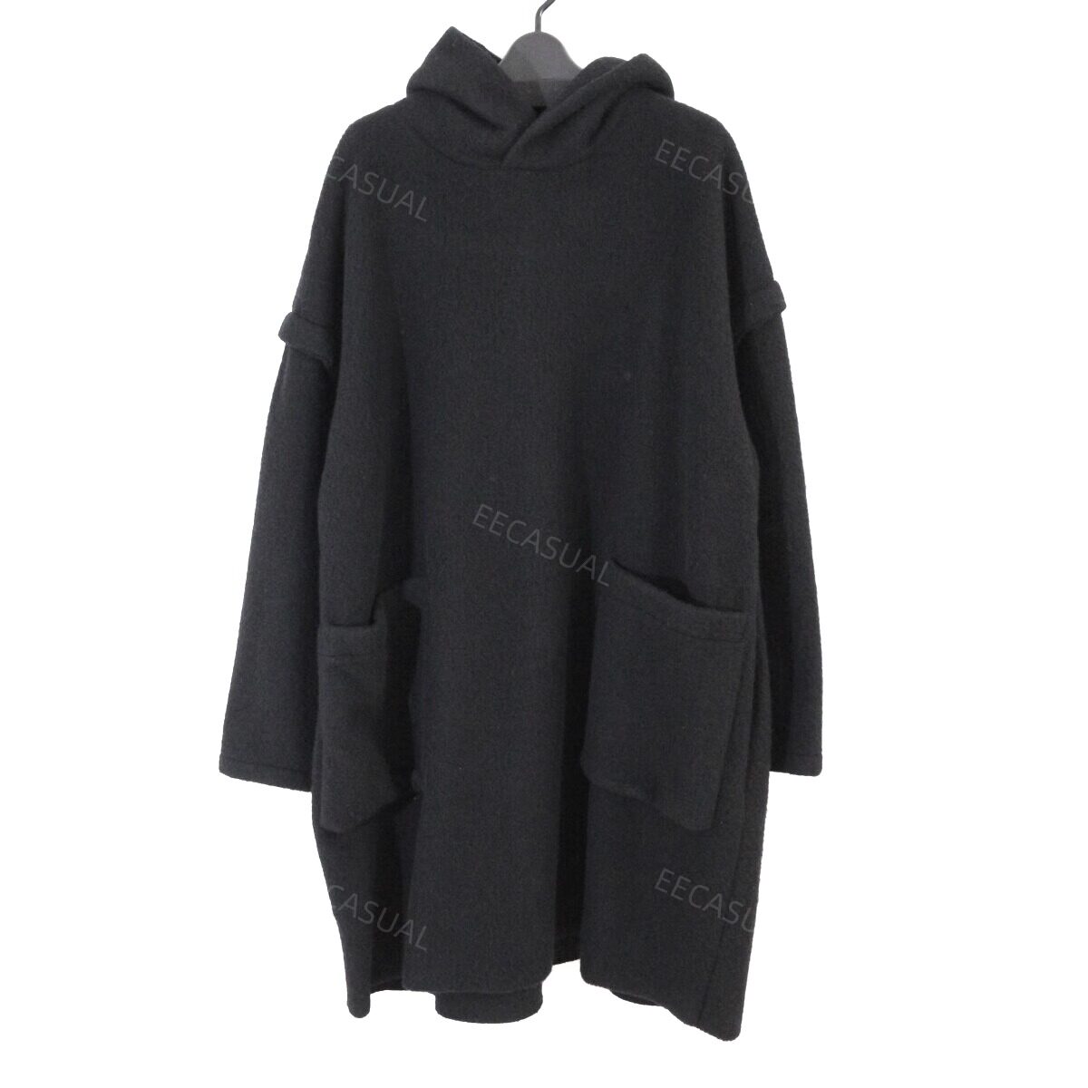 山本耀司 Ys Yohji 24AW连帽长款羊毛卫衣外套 大口袋针织