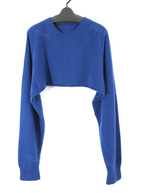 山本耀司Ys Yohji 22AW蓝色100羊绒短款毛衣上衣 日本制