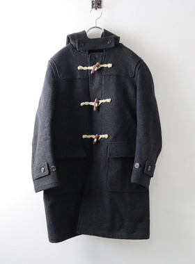 ARTS&SCIENCE 炭灰色 100美利奴羊毛 毛呢 大衣 牛角扣外套