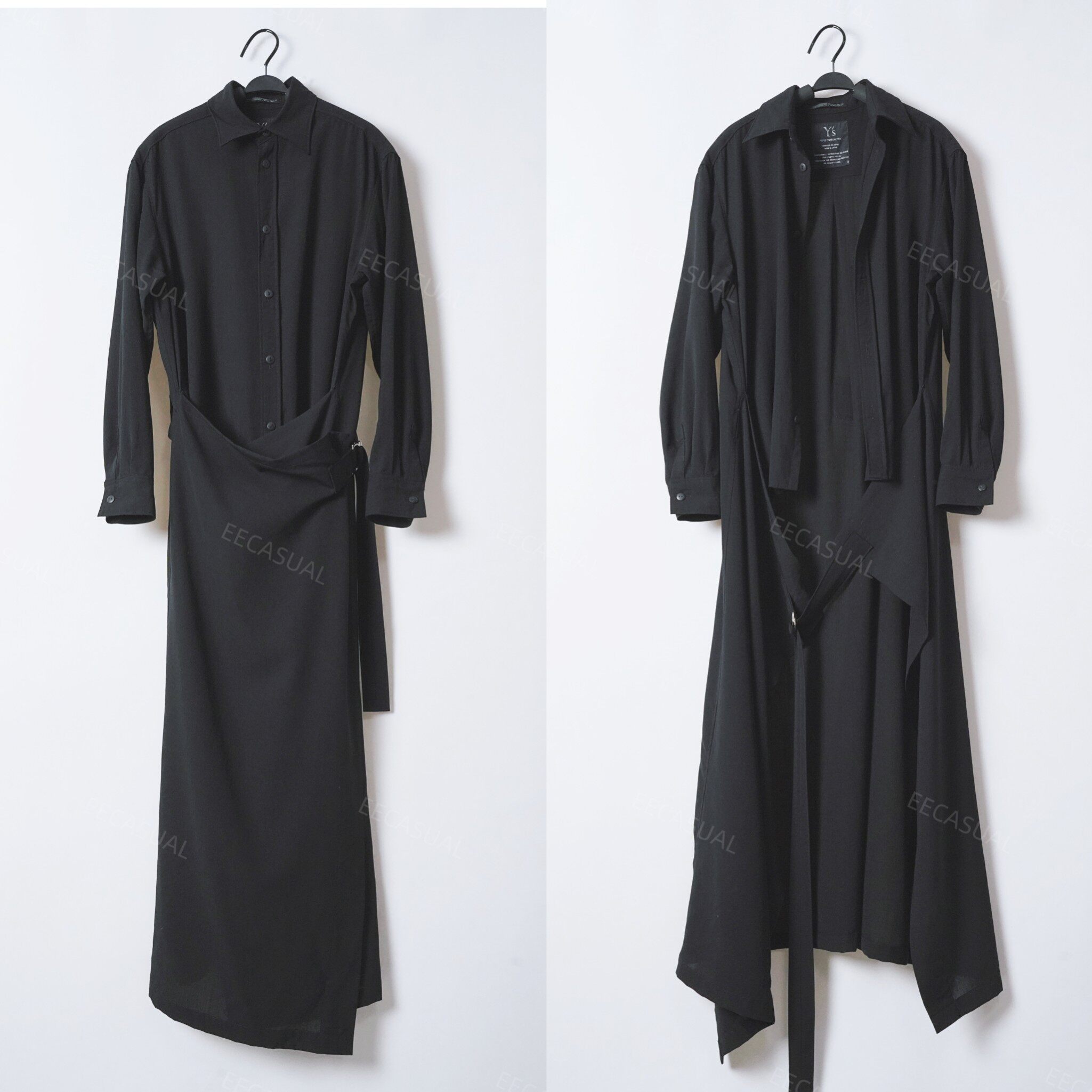 国内现货新品山本耀司Yohji Ys黑色羊毛多穿衬衫连衣裙裹身裙长裙