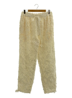 MASU 象牙白提花毛毛裤子阔腿裤 宽松休闲长裤