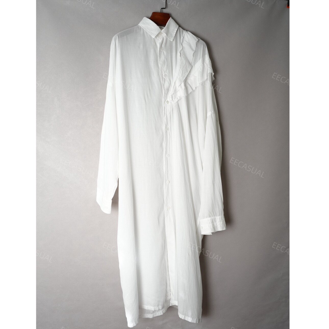 国内现货 新品 山本耀司 YOHJI 不对称花边长款衬衫连衣裙 20SS