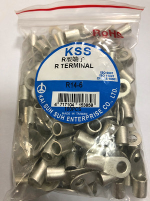 台湾原装KSS正品 R14-6圆形冷压裸端子 R型端头一包100pcs16平方
