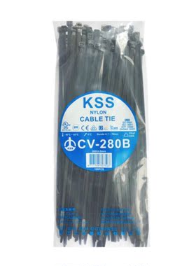 台湾KSS捆扎带4.8x280自锁式尼龙扎线带CV-280B 凯士士黑色束线带