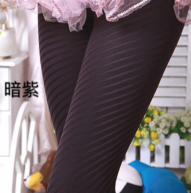 显瘦打底袜天鹅绒高弹条纹踩脚