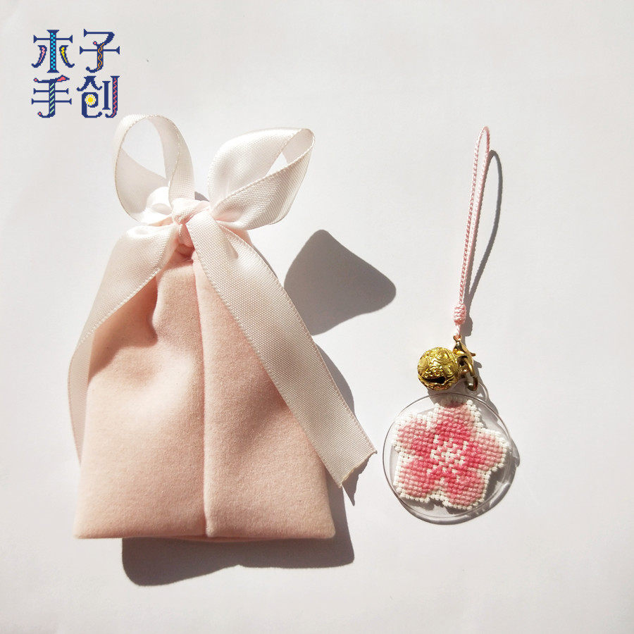 木子手创十字绣幸运桃花挂件手工