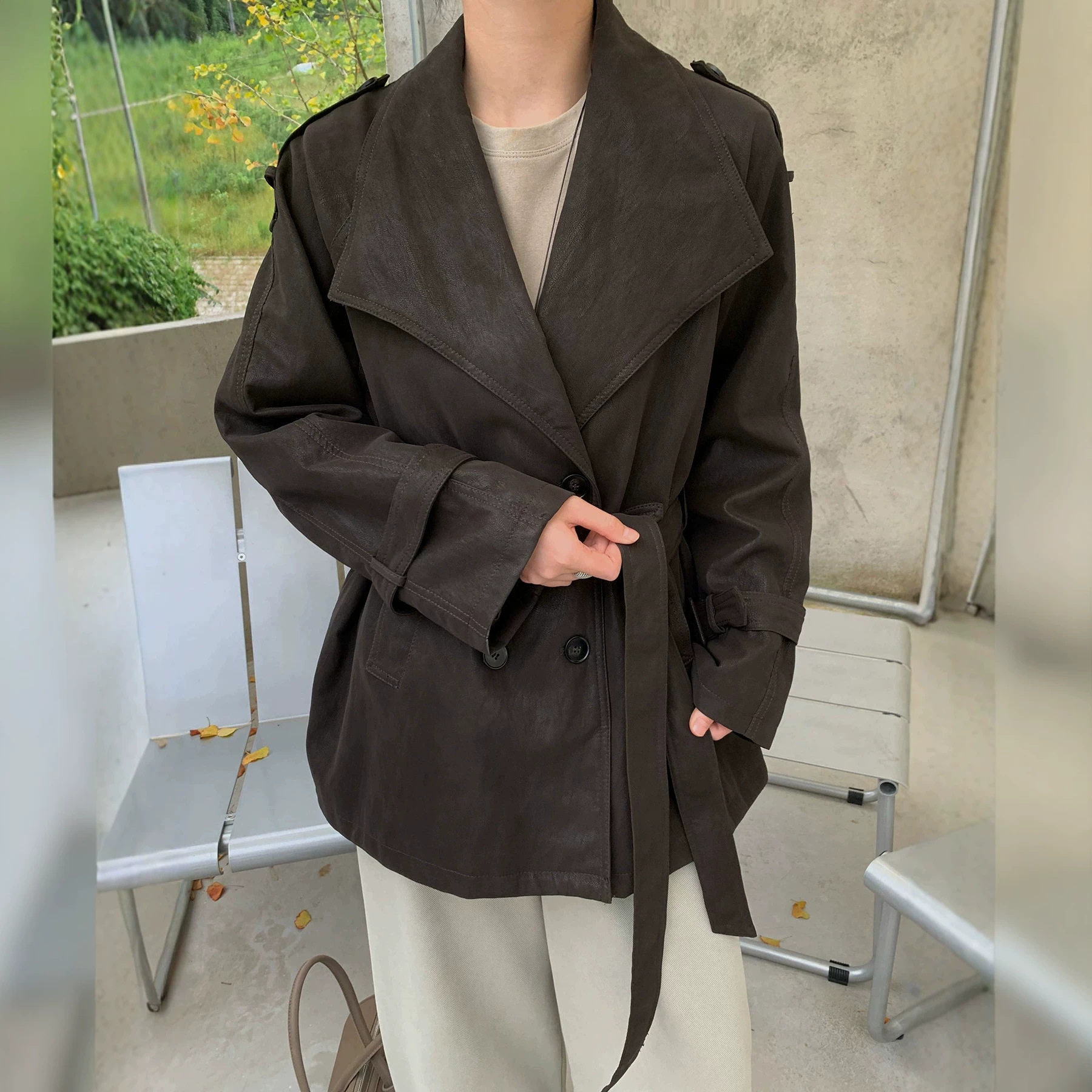 韩系极简中长款皮衣外套女款2026秋季复古韩版帅气休闲pu皮夹克