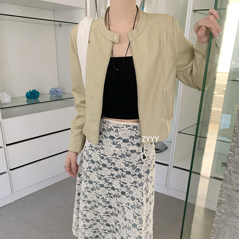 外套女款夏薄款帅气机车风皮衣女2026新款立领短款金属丝PU皮夹克
