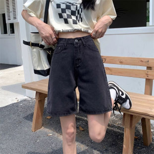 薄款胖mm的大码夏装女款2026新款色牛仔短裤高腰显瘦休闲阔腿裤