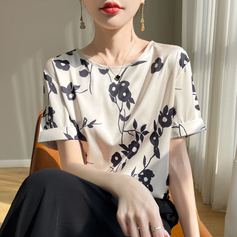 炸街独特漂亮t恤女款2026夏季新款短款气质印花大码短袖百搭上衣