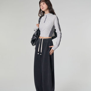 加绒加厚香蕉牛仔裤女款2025秋冬季新款抽绳高腰宽松阔腿休闲裤子