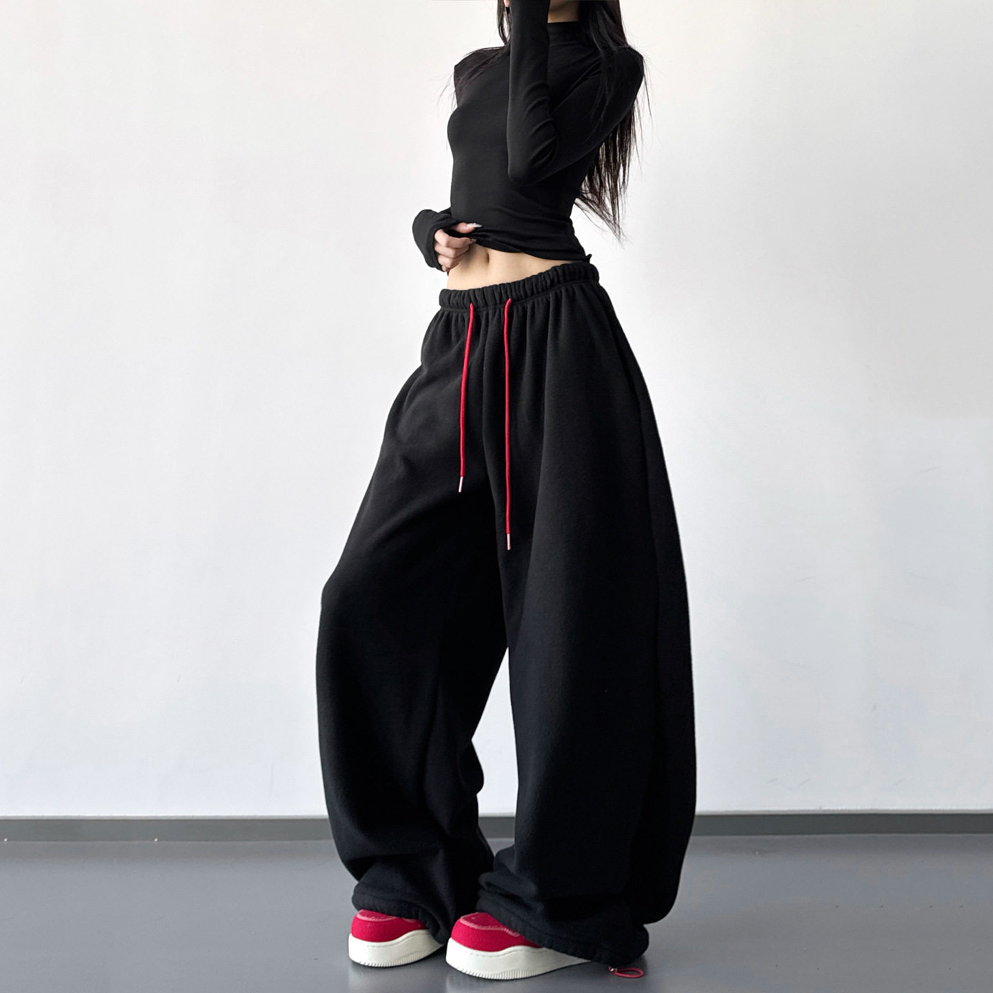 阔腿卫裤女款2026新款冬季高腰垂感宽松韩系穿搭显瘦气质通勤裤子