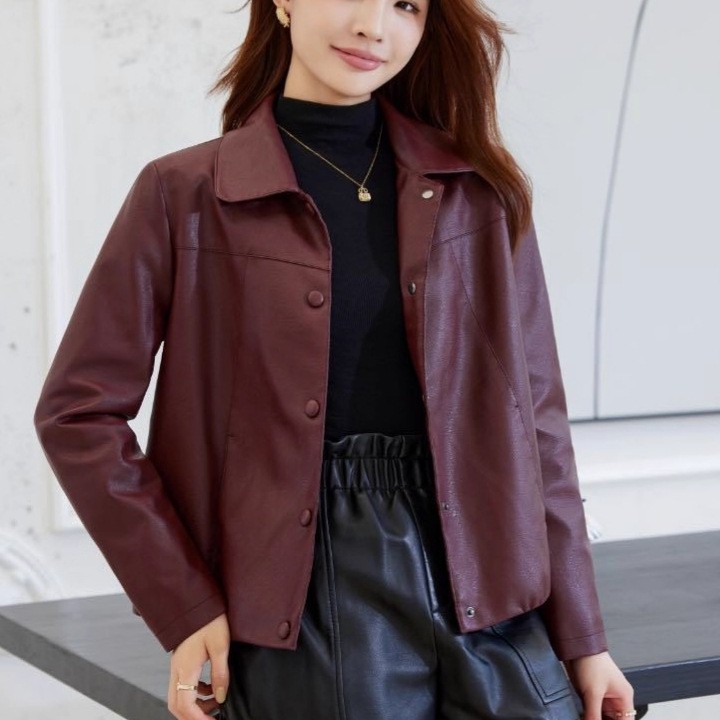 巨好看的小个子短款皮衣外套女款2026春秋新款百搭复古宽松皮夹克